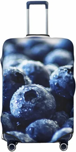 Blueberry Luggage Cover TSA Approved Stylish Dust and Scratch Resistant Luggage Case Protector Washable Elasticated Luggage Covers for Kids and Adults
