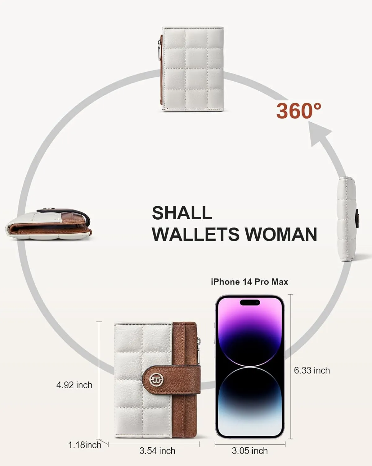 BOSTANTEN Small Wallet for Women Leather RFID Blocking Card Holder Bifold Compact Wallets With Zipper Coin Pocket BeigeBrown