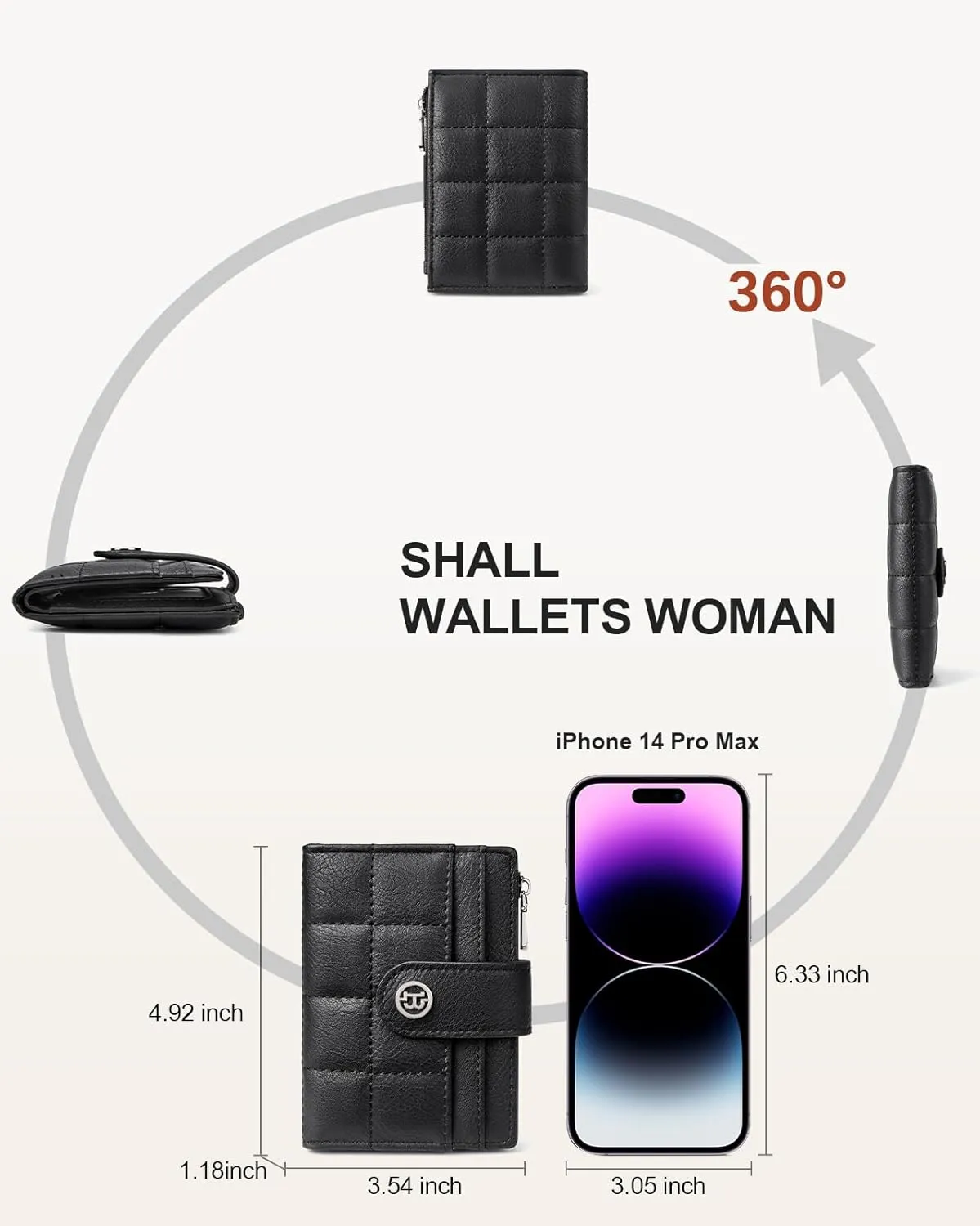 BOSTANTEN Small Wallet for Women Leather RFID Blocking Card Holder Bifold Compact Wallets With Zipper Coin Pocket Black