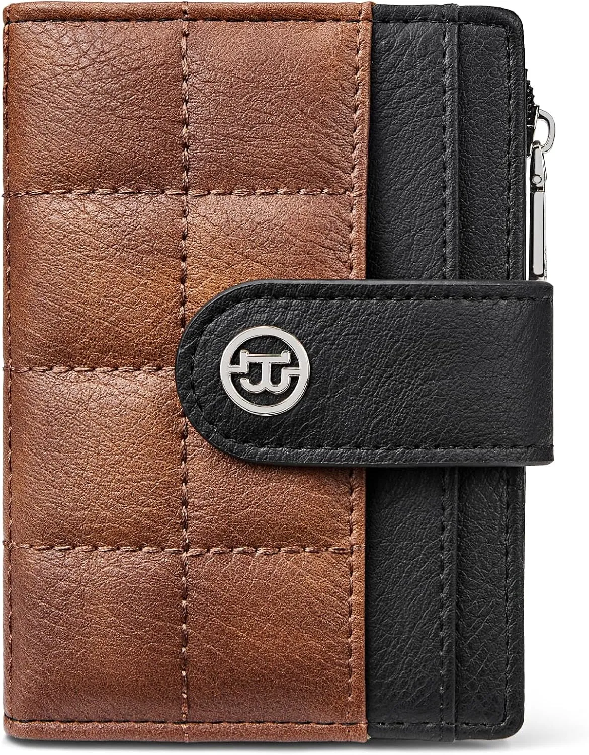 BOSTANTEN Small Wallet for Women Leather RFID Blocking Card Holder Bifold Compact Wallets With Zipper Coin Pocket BlackBrown