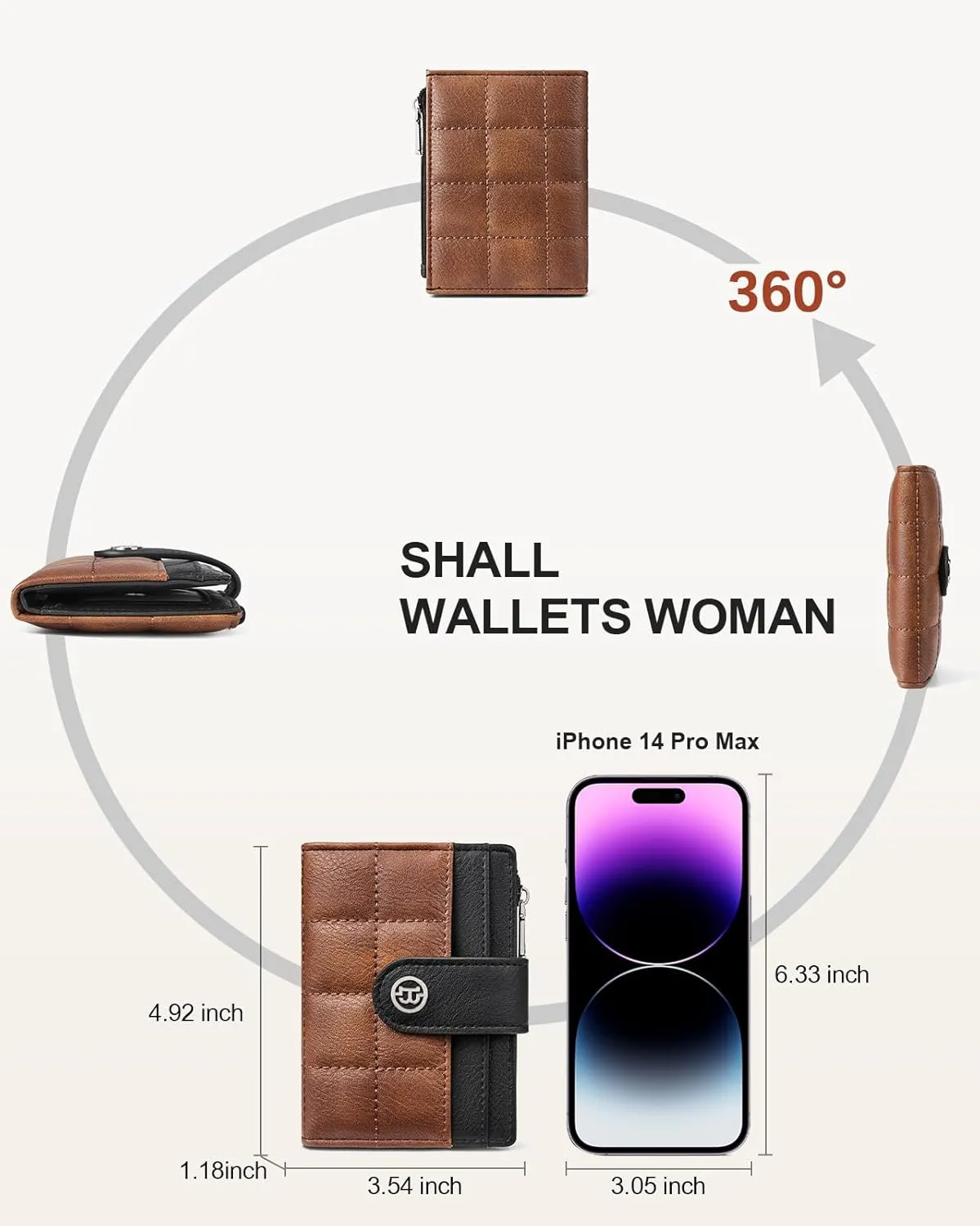 BOSTANTEN Small Wallet for Women Leather RFID Blocking Card Holder Bifold Compact Wallets With Zipper Coin Pocket BlackBrown