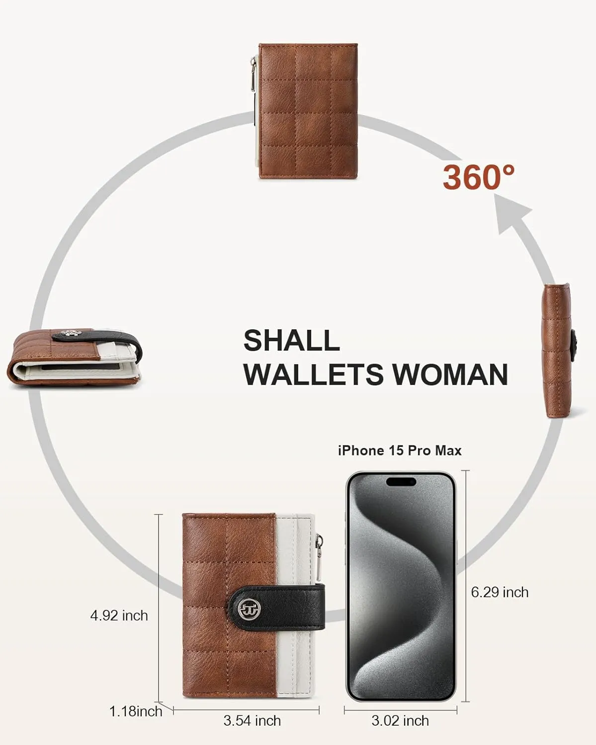 BOSTANTEN Small Wallet for Women Leather RFID Blocking Card Holder Bifold Compact Wallets With Zipper Coin Pocket BrownBeigeBlack