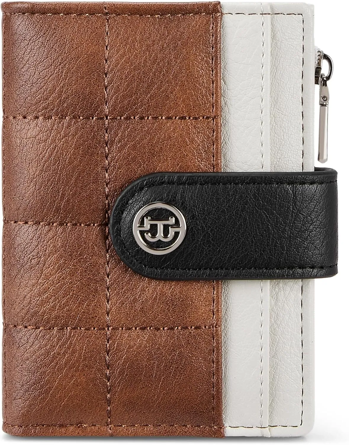 BOSTANTEN Small Wallet for Women Leather RFID Blocking Card Holder Bifold Compact Wallets With Zipper Coin Pocket BrownBeigeBlack