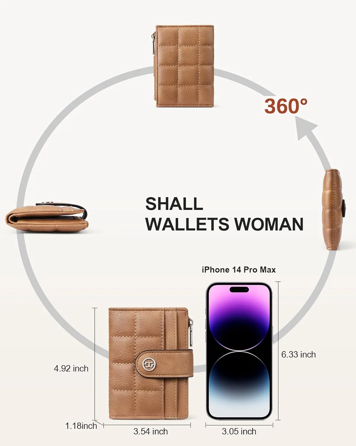 BOSTANTEN Small Wallet for Women Leather RFID Blocking Card Holder Bifold Compact Wallets With Zipper Coin Pocket Camel