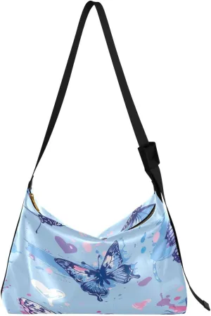 Butterflies Shoulder Bag for Women Waterproof PU Leather Hobo Bags Crossbody Purse with Zipper Closure