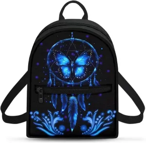 Butterfly Dreamcatcher Small Backpack for Women Waterproof Stylish Daypack Purse Lightweight Travel Backpack Carry on Bag Shoulder Bag for Ladies