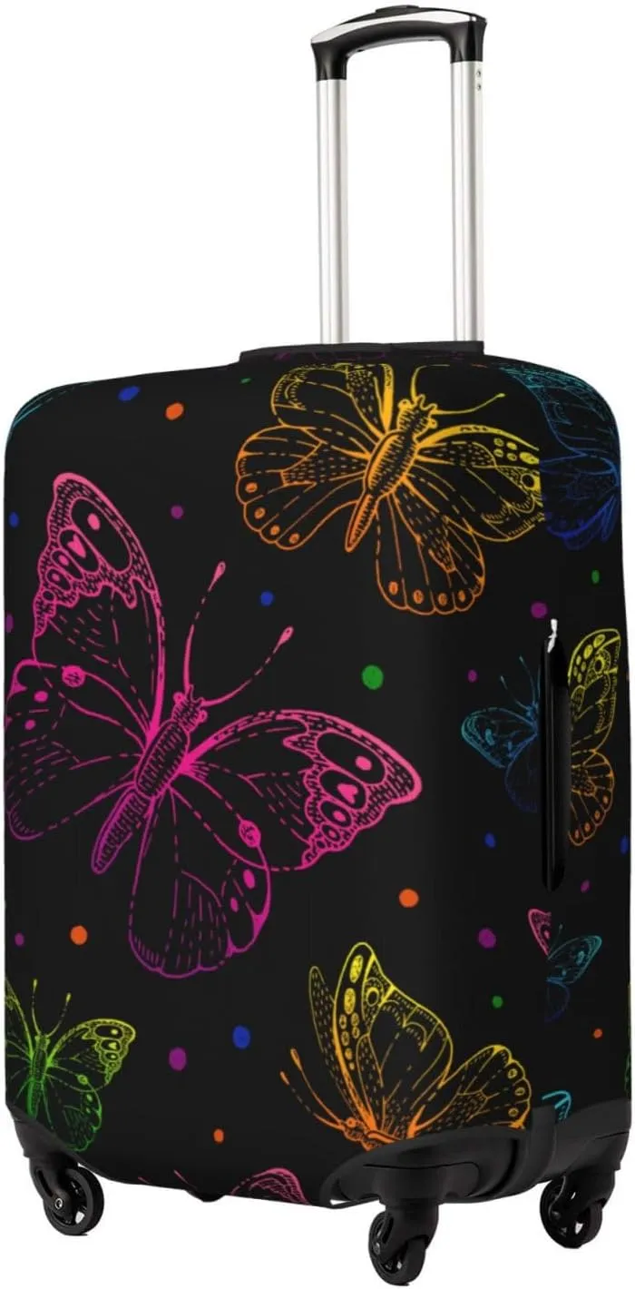 Butterfly Luggage Cover Washable Elasticated Luggage Covers for Suitcase tsa Approved Stylish Dust and Scratch Resistant Luggage Case Protector for Kids and Adults -