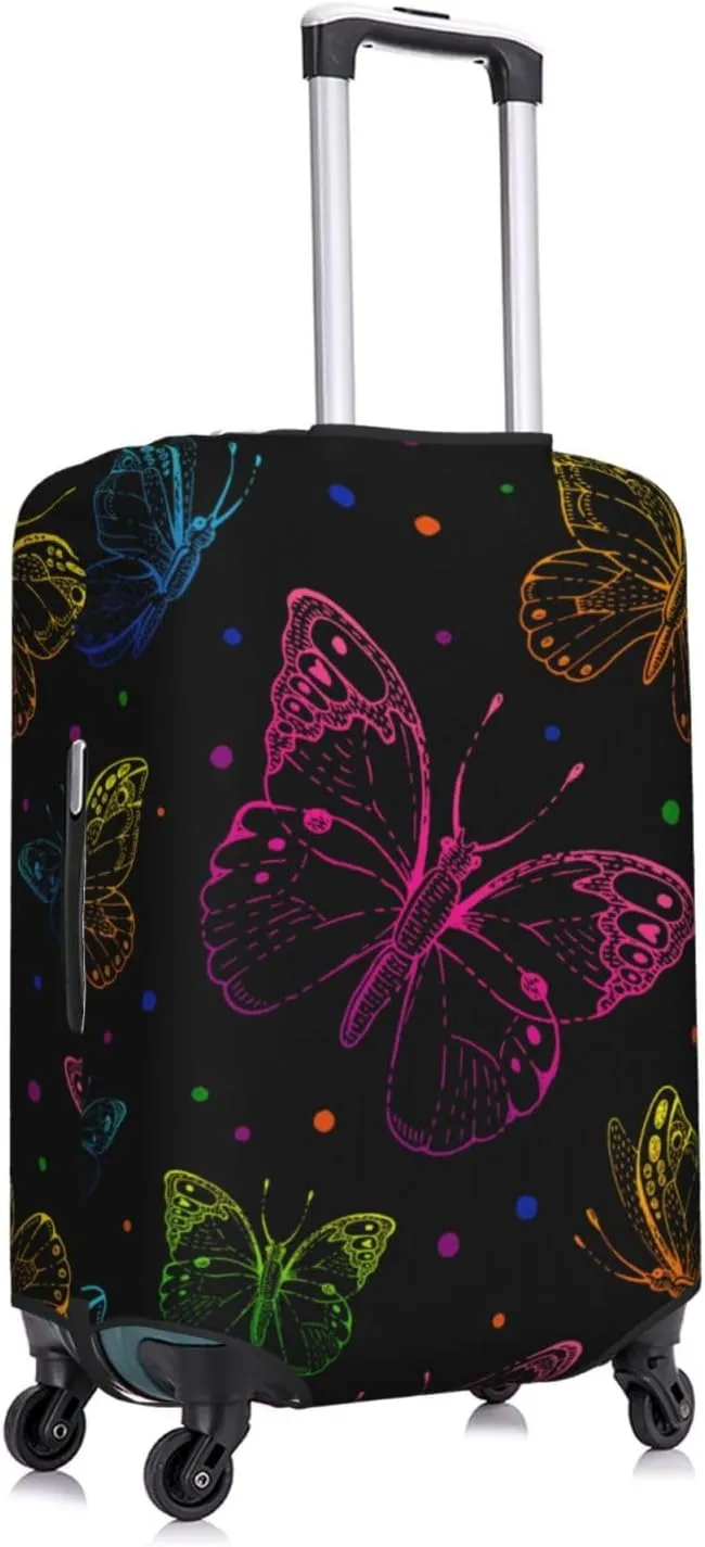 Butterfly Luggage Cover Washable Elasticated Luggage Covers for Suitcase tsa Approved Stylish Dust and Scratch Resistant Luggage Case Protector for Kids and Adults -