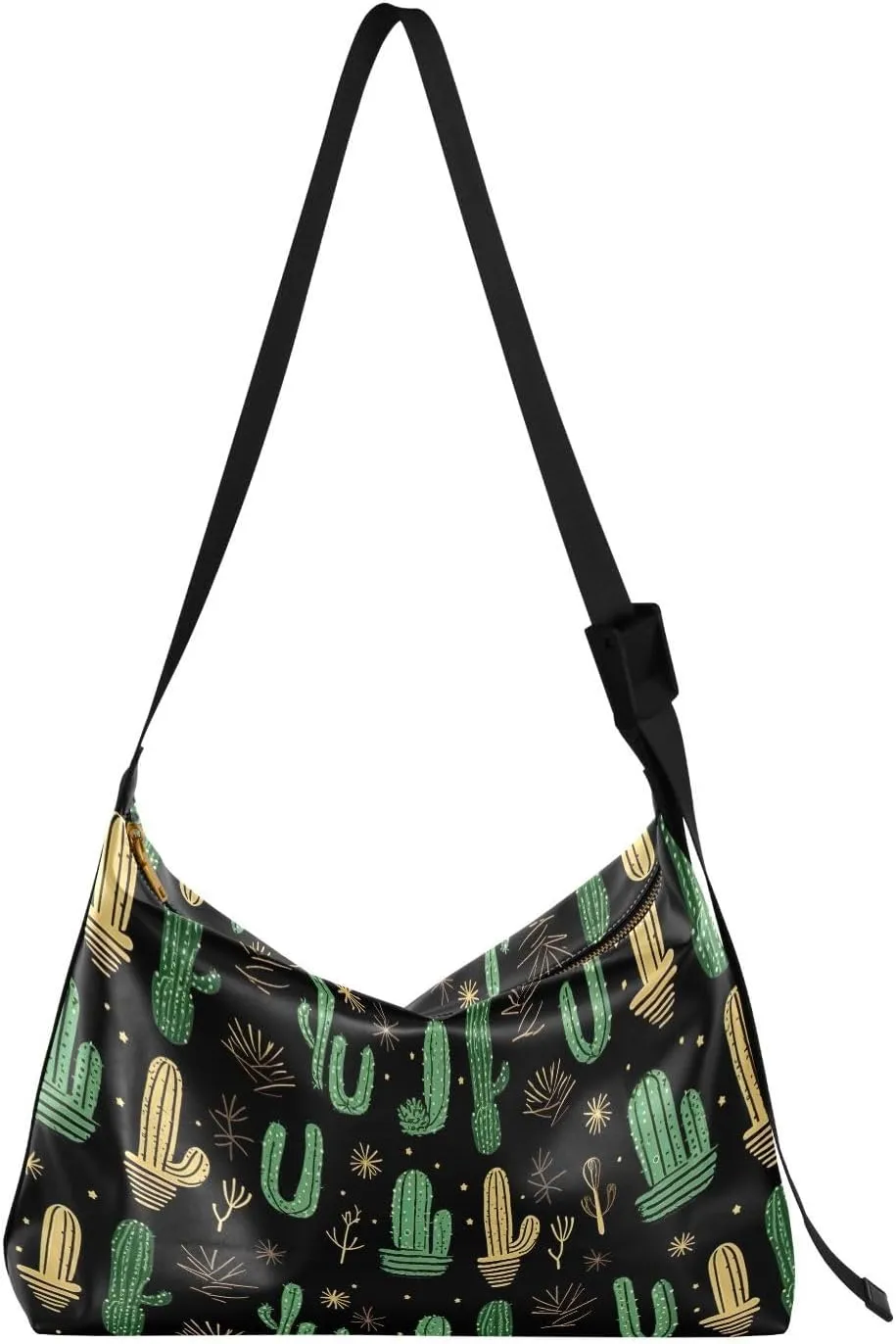 Cactus Crossbody Bag for Women Men with Adjustable Strap PU Leather Shoulder Hobo Purse Bag 20849417