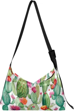 Cactus Flowers Floral Crossbody Bag for Women Men with Adjustable Strap PU Leather Shoulder Hobo Purse Bag 20849409