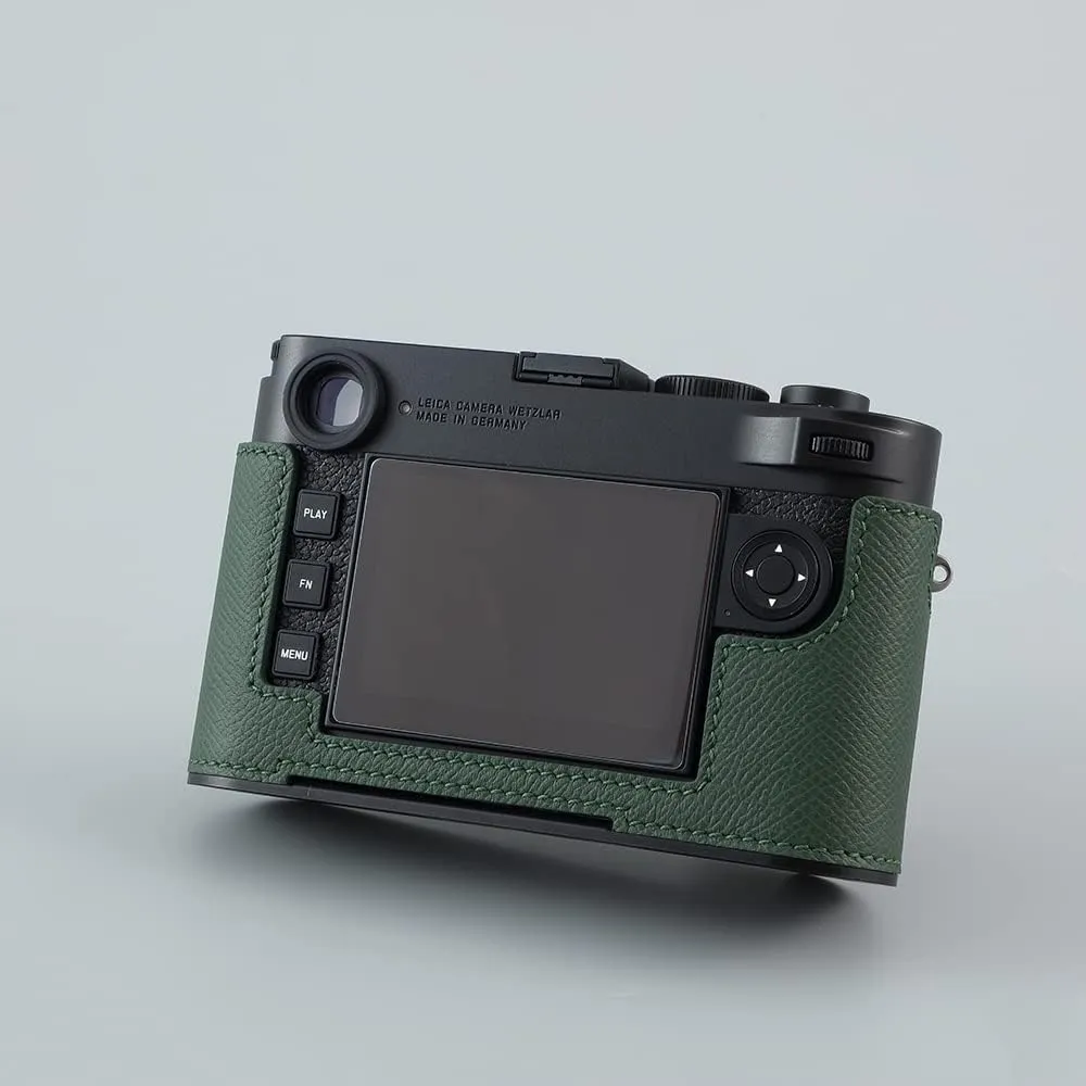 Camera Half Case for Leica M11/M11-P, Vintage Metal Genuine Leather Camera Protective Cases Stylish Portable Shockproof (Gray)