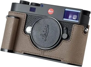 Camera Half Case for Leica M11/M11-P, Vintage Metal Genuine Leather Camera Protective Cases Stylish Portable Shockproof (Gray)