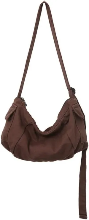 Canvas Medium Corssbody Bag Casual Tote Purse Travel Shoulder Bag Stylish Work Bag for Women and Men (Beige)