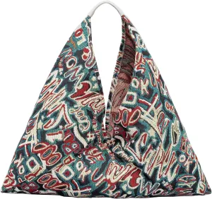 Canvas Tote Bag Stylish Handbag Casual Hobo Bag Trendy Flower Printing Shoulder Bag Purse for Women
