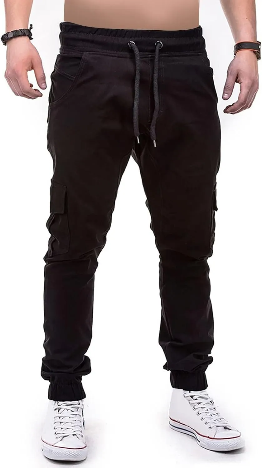 Cargo Joggers for Men Slim Fit Stretch Pants Lightweight Workout Sweatpants Quick Dry Elastic Drawstring Pants 2025
