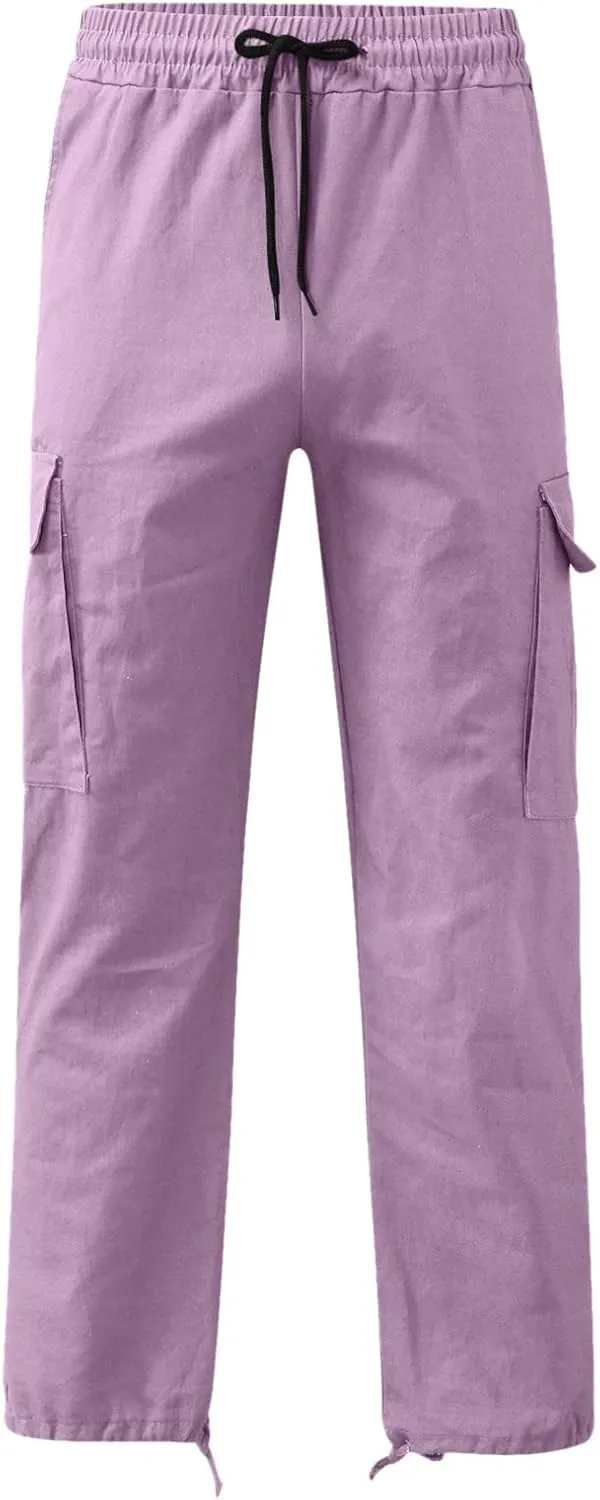 Cargo Sweatpants for Men Big and Tall Open Bottom Elastic Waist Cargo Joggers Loose Fit Running Athletic Tactical Pants