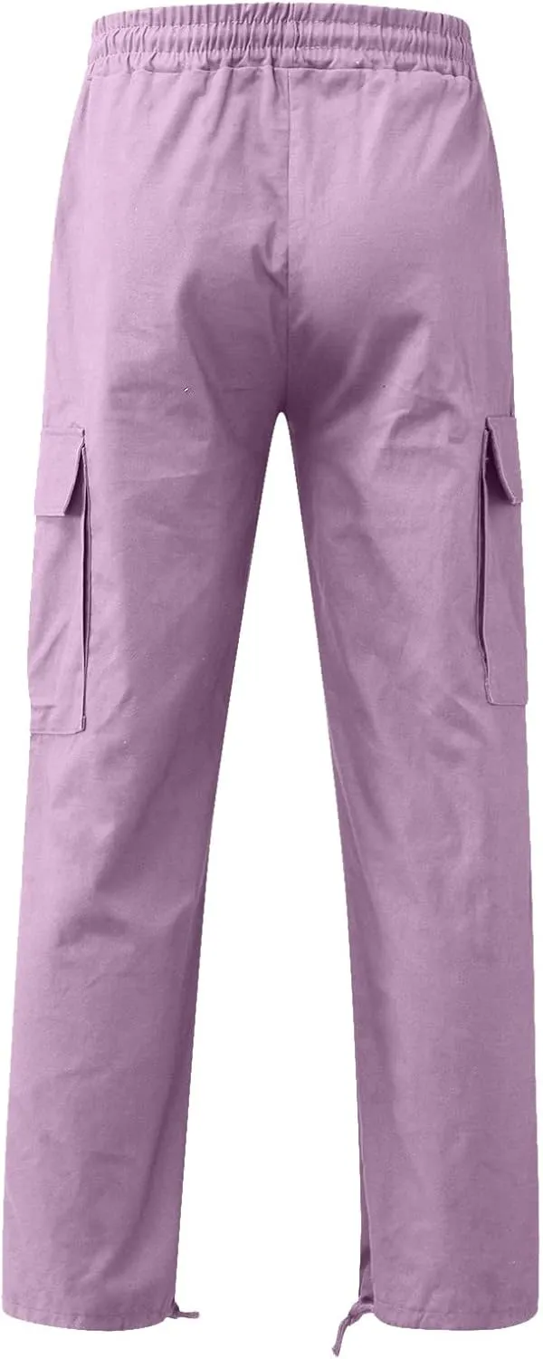 Cargo Sweatpants for Men Big and Tall Open Bottom Elastic Waist Cargo Joggers Loose Fit Running Athletic Tactical Pants
