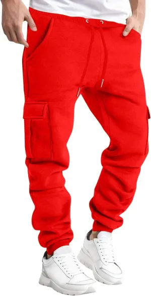 Cargo Sweatpants for Men Loose Fit Mens Athletic Pants with Zipper Pockets Men's Long Exercise Pants Compression Capris Men