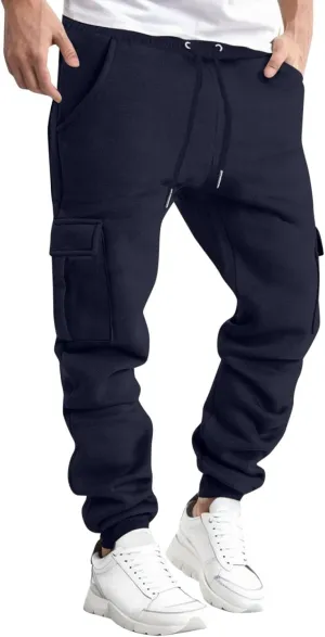 Cargo Sweatpants for Men Loose Fit Mens Athletic Pants with Zipper Pockets Men's Long Exercise Pants Compression Capris Men
