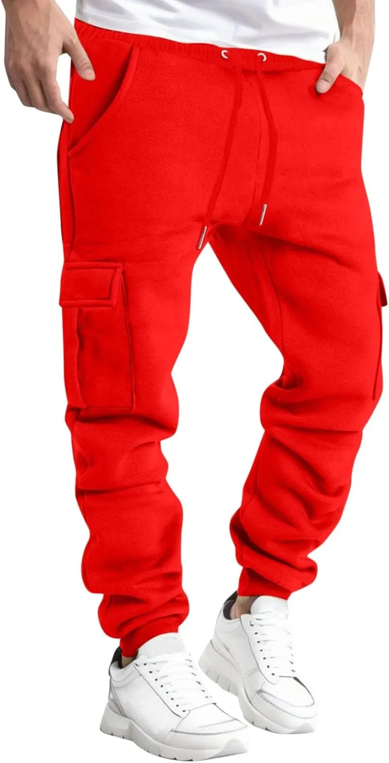 Cargo Sweatpants for Men Loose Fit Mens Athletic Pants with Zipper Pockets Men's Long Exercise Pants Compression Capris Men