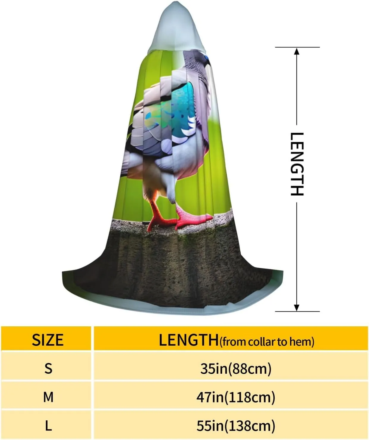 cartoon pigeon 3 print Stylish Hooded Cape Cloak - oversized hat Cape for Women and Men, fit carnival, Cosplay
