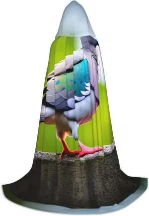 cartoon pigeon 3 print Stylish Hooded Cape Cloak - oversized hat Cape for Women and Men, fit carnival, Cosplay