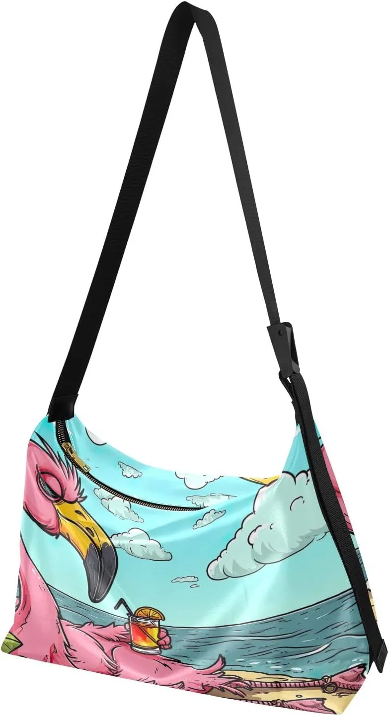 Cartoon Unicorn above Rainbow Leather Bag with Shoulder Strap, Women's Shoulder Handbags, Vegan Leather Crossbody Bag