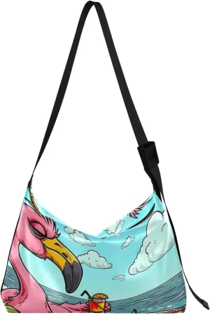 Cartoon Unicorn above Rainbow Leather Bag with Shoulder Strap, Women's Shoulder Handbags, Vegan Leather Crossbody Bag