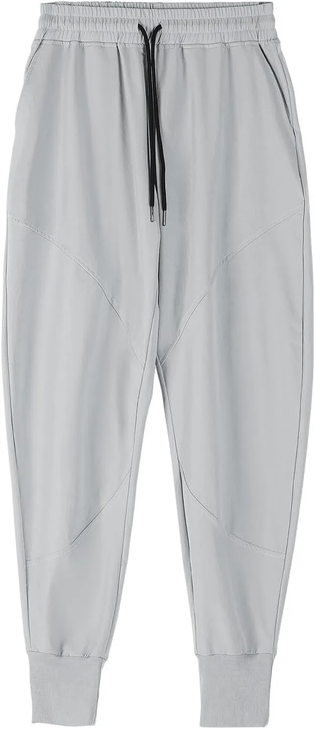 Casual Pants for Men Elastic Waist Loose Fit Drawstring Tapered Trousers Lightweight Plus Size Comfy Sweatpants with Pockets