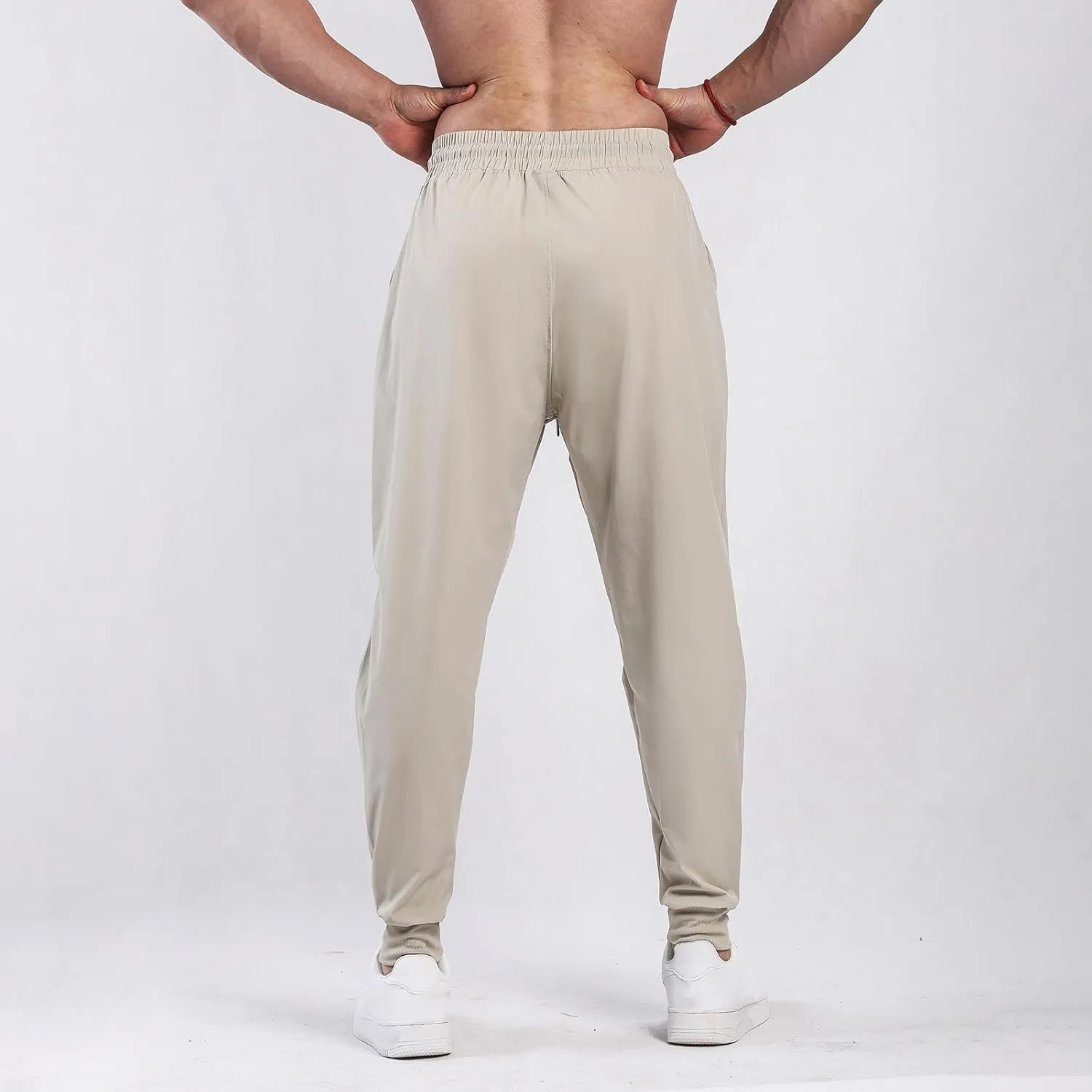 Casual Pants for Men Elastic Waist Loose Fit Drawstring Tapered Trousers Lightweight Plus Size Comfy Sweatpants with Pockets