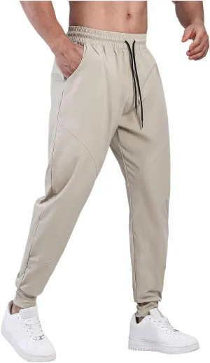 Casual Pants for Men Elastic Waist Loose Fit Drawstring Tapered Trousers Lightweight Plus Size Comfy Sweatpants with Pockets