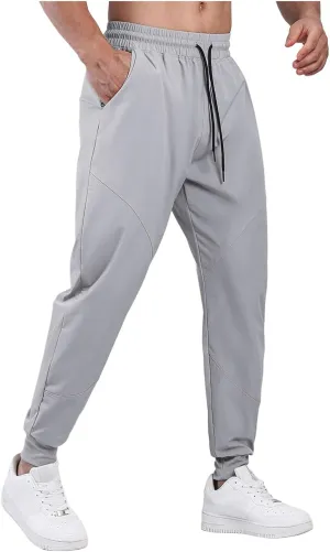 Casual Pants for Men Elastic Waist Loose Fit Drawstring Tapered Trousers Lightweight Plus Size Comfy Sweatpants with Pockets