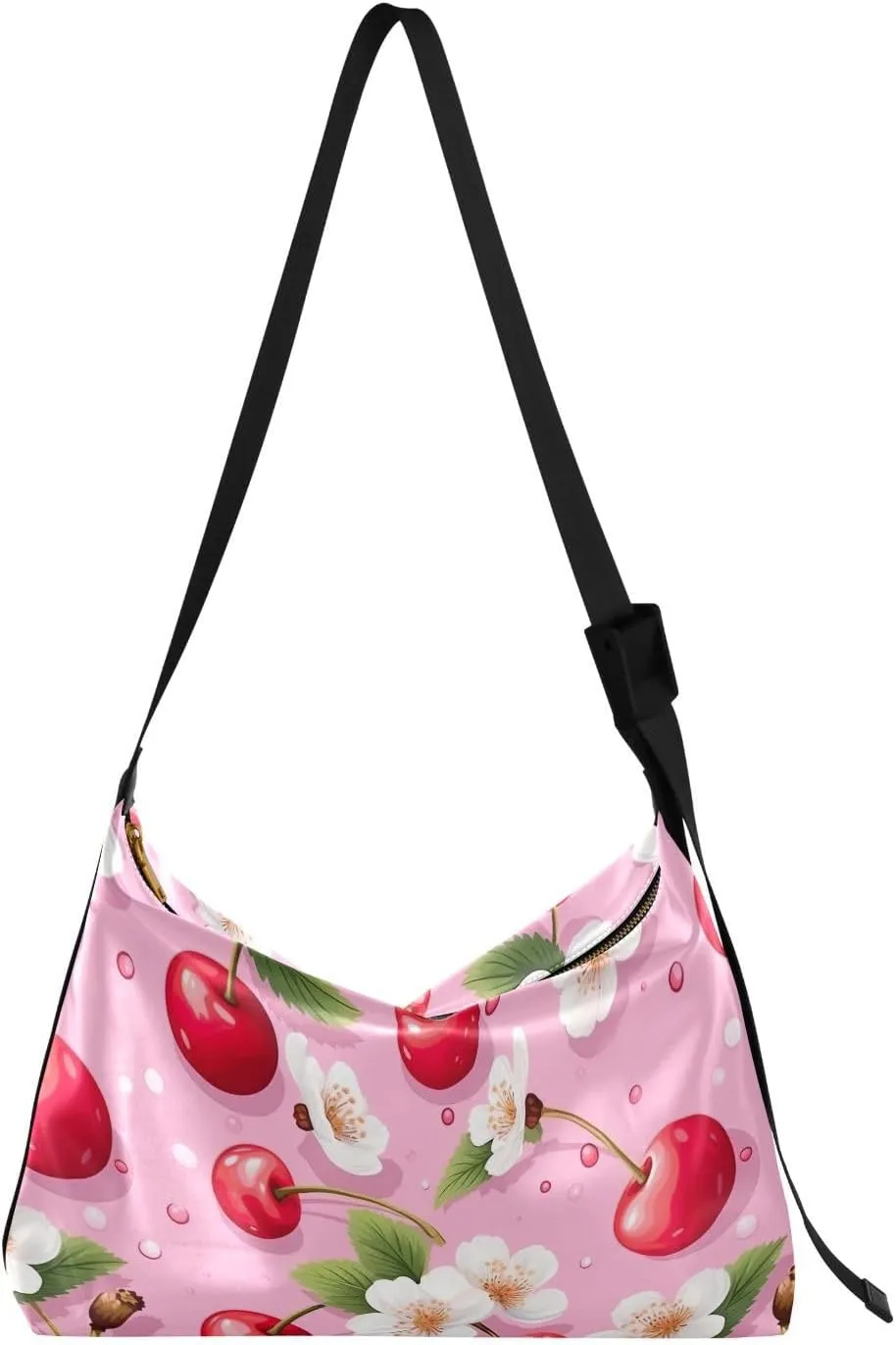 Cherry Flowers Floral Crossbody Bag for Women Men with Adjustable Strap PU Leather Shoulder Hobo Purse Bag 20850441