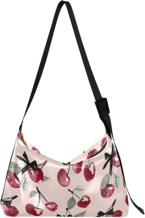 Cherry Pink Crossbody Bag for Women Men with Adjustable Strap PU Leather Shoulder Hobo Purse Bag 20858320