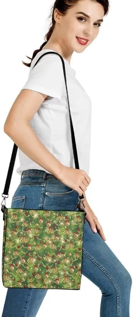 Christmas Shoulder Bucket Bag for Women Large Leather Tote Bag Stylish Hobo Bags Daily Storage Bag with Pockets