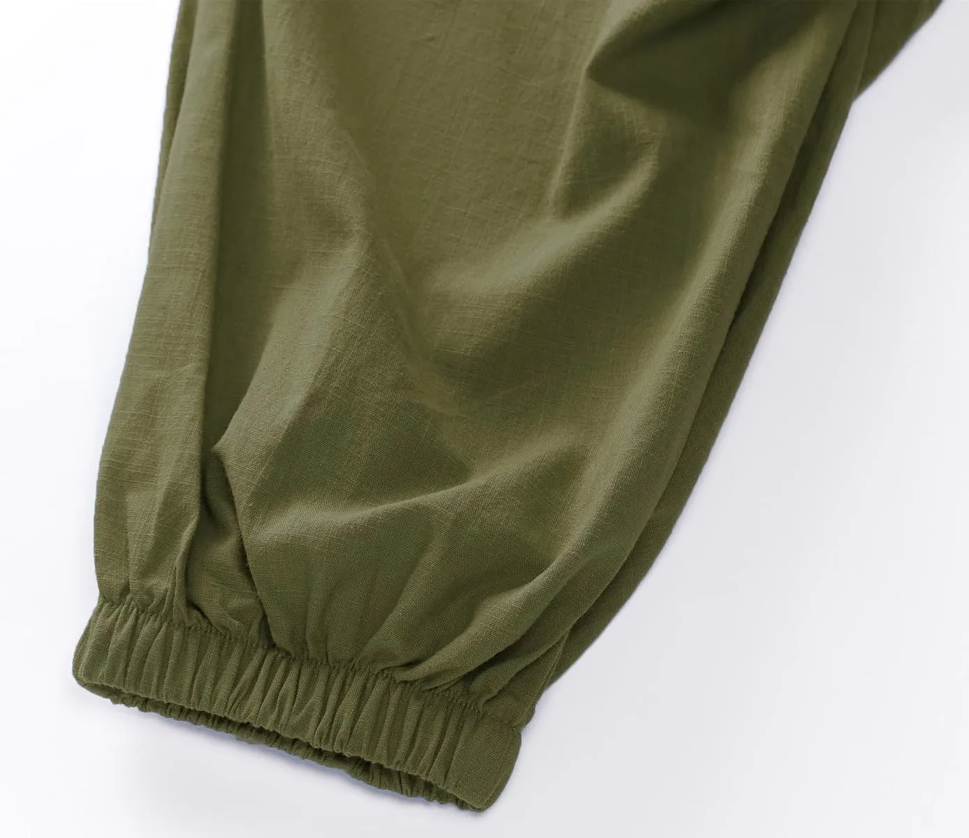 CLANMILUMS Mens Cotton Linen Drawstring Pants Elastic Waist Casual Jogger Yoga Pants