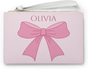 Clutch Bag with Loop Handle Retro Coquette Aesthetic Cute Pink Bow Evening Handbag Travel Compact Purse Women's Pocketbook