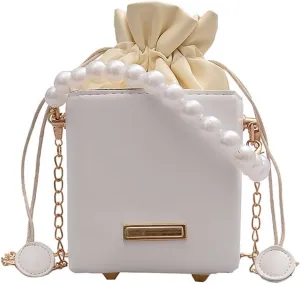 Clutch Purses for Women Elegant Pearl Women's Handbag Mini Square Evening Bag for Ladies Stylish Crossbody Shoulder Bag