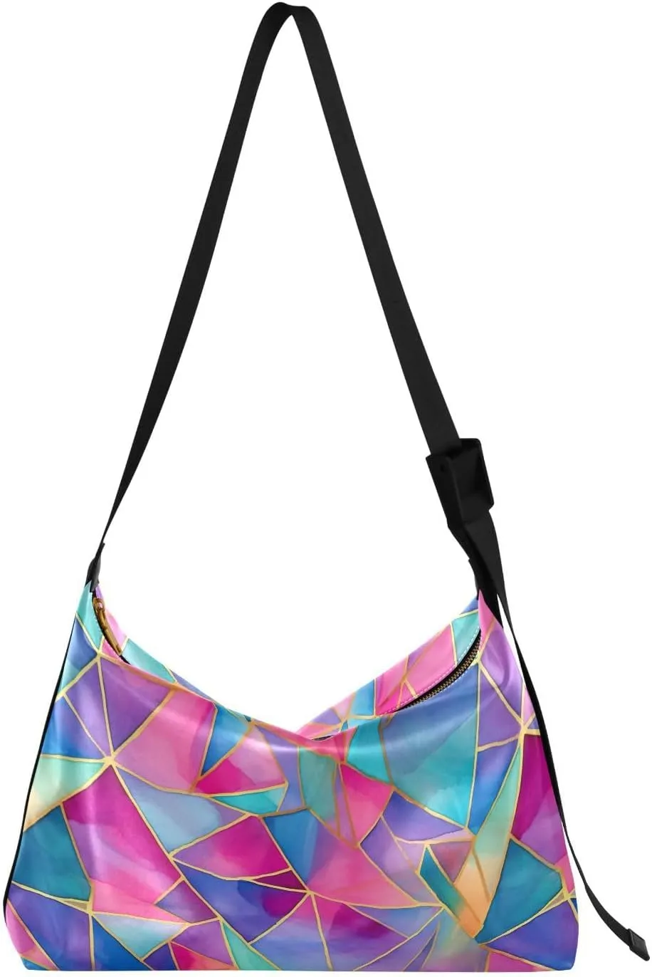 Color Diamond Crossbody Bag for Women Men with Adjustable Strap PU Leather Shoulder Hobo Purse Bag 20849305