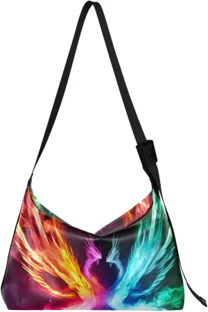 Color Phoenix Crossbody Bag for Women Men with Adjustable Strap PU Leather Shoulder Hobo Purse Bag 20847928