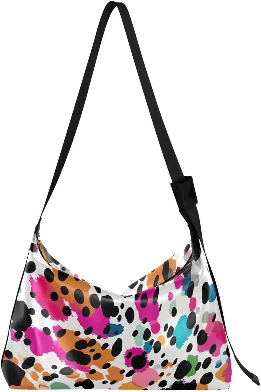 Color Speckle Crossbody Bag for Women Men with Adjustable Strap PU Leather Shoulder Hobo Purse Bag 20850254