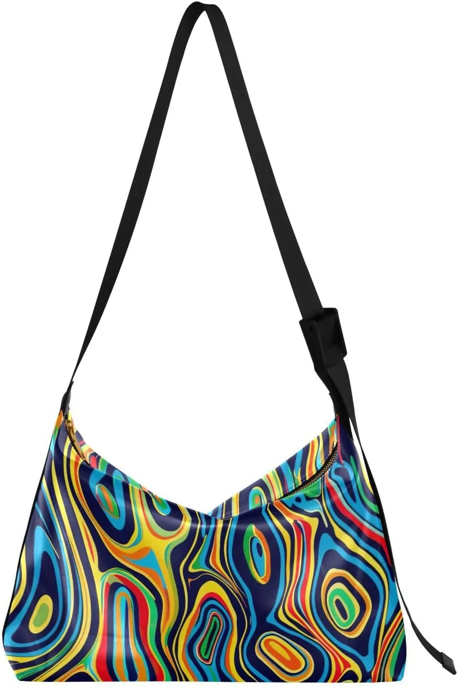 Colorful Abstract Pattern Shoulder Bag for Women Waterproof PU Leather Hobo Bags Crossbody Purse with Zipper Closure
