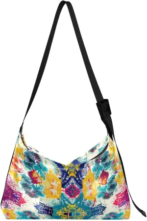 Colorful Geometric Shoulder Bag for Women Waterproof PU Leather Hobo Bags Crossbody Purse with Zipper Closure