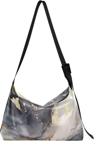Colorful Parrots and Blue Flowers Women Shoulder Bag, Large Leather Crossbody Bag, Shoulder Strap Bag