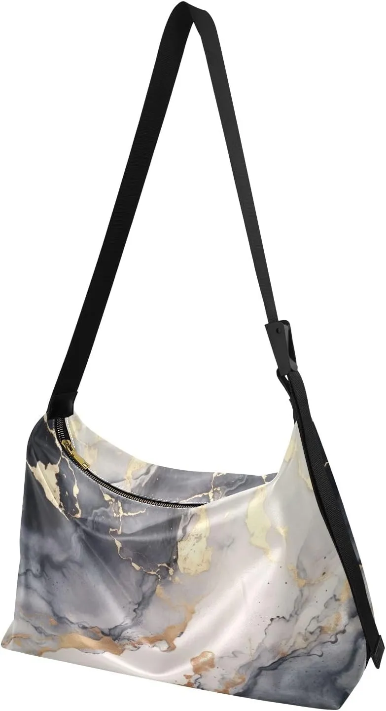Colorful Parrots and Blue Flowers Women Shoulder Bag, Large Leather Crossbody Bag, Shoulder Strap Bag
