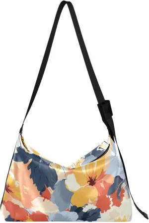 Colorful Poppy Floral Leather Hobo Bag for Women Men Casual Hobo Purse with Adjustable Strap Large Capacity Tote Handbag