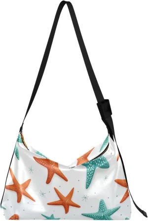 Colorful Starfish Leather Hobo Bag for Women Men Casual Shoulder Bag with Adjustable Strap Large Capacity Hobo Handbag