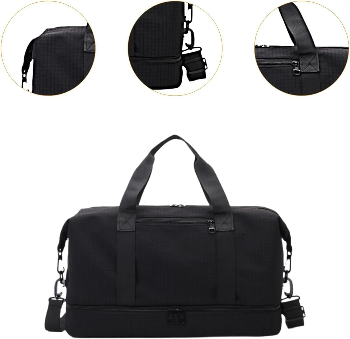 Compact Gym Bag for Airlines And Travel Underseat Carry on for Men And Women, Black