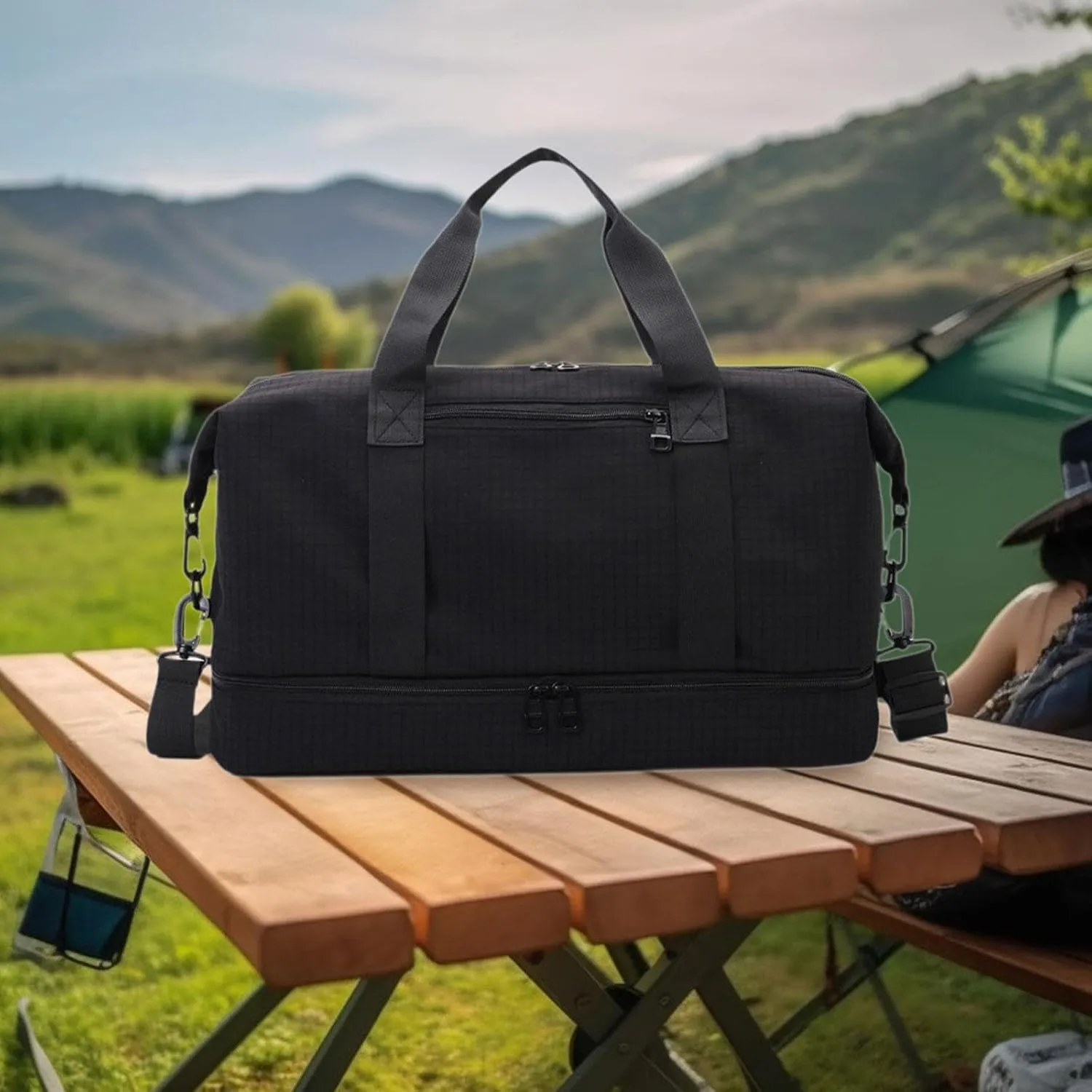 Compact Gym Bag for Airlines And Travel Underseat Carry on for Men And Women, Black