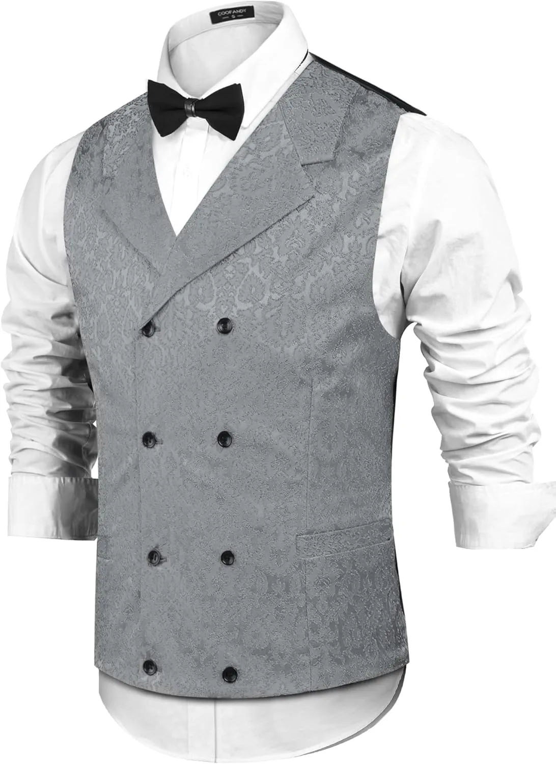 COOFANDY Mens Victorian Vest Steampunk Double Breasted Suit Vest Slim Fit Brocade Paisley Floral Waistcoat